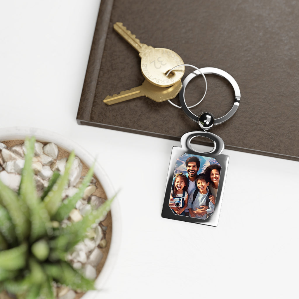 Personalized Rectangle Photo Keyring — Custom Photo Keychain Gift