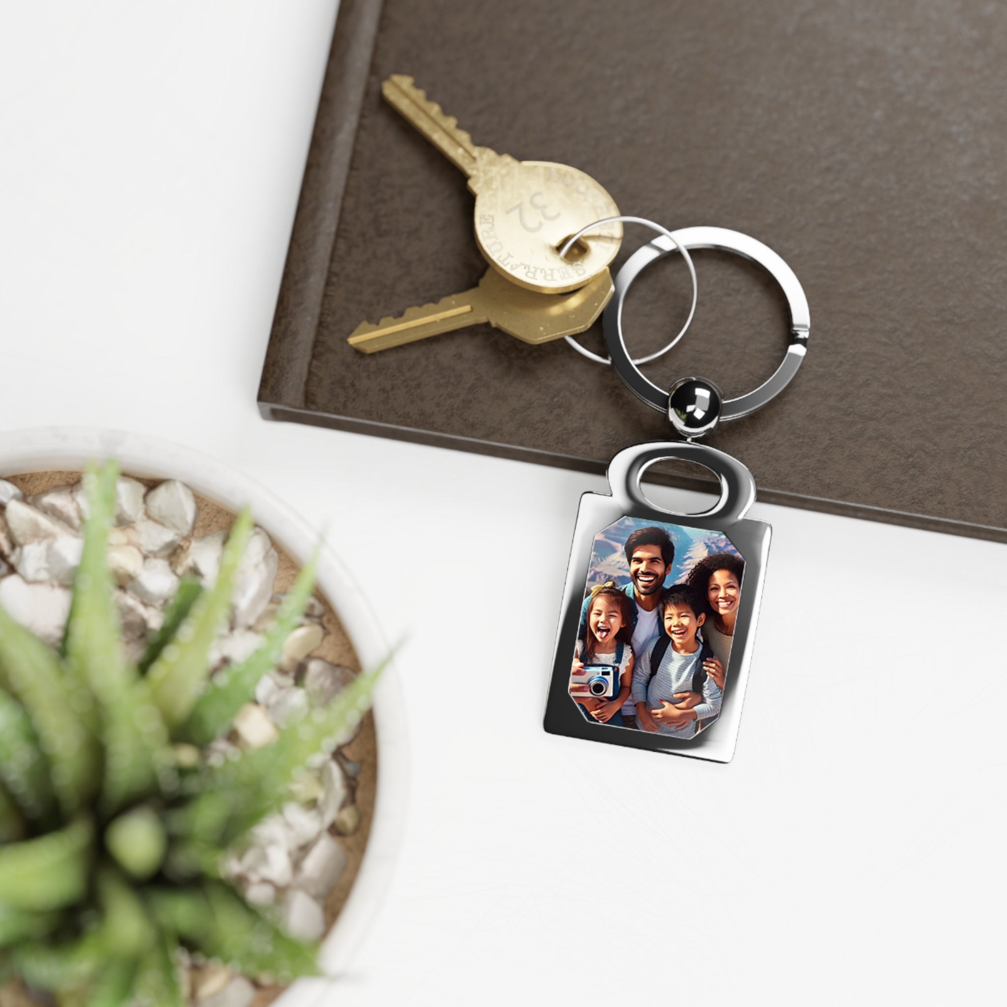 Personalized Rectangle Photo Keyring — Custom Photo Keychain Gift